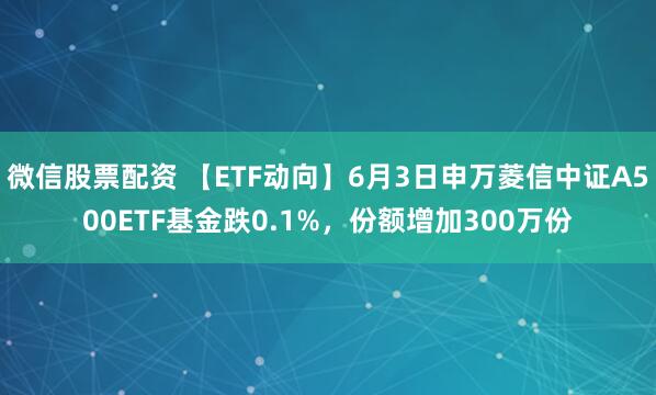 微信股票配资 【ETF动向】6月3日申万菱信中证A500ETF基金跌0.1%，份额增加300万份