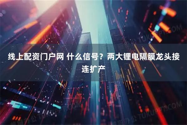 线上配资门户网 什么信号？两大锂电隔膜龙头接连扩产